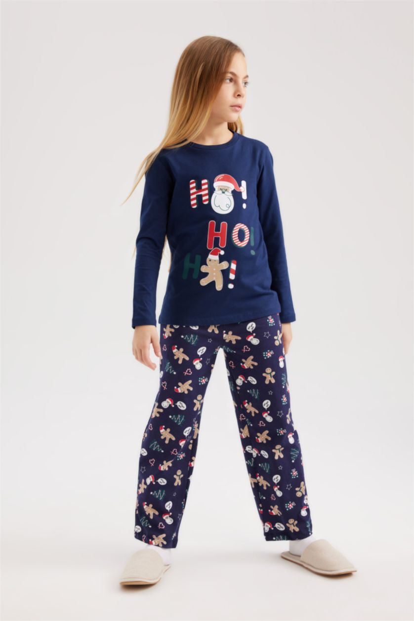 GIRLS & TEENS NAVY Girl New Year Themed Cotton Mini Me 2 Piece Pajama Set