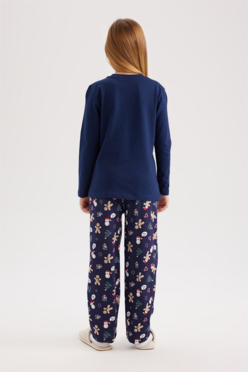 GIRLS & TEENS NAVY Girl New Year Themed Cotton Mini Me 2 Piece Pajama Set