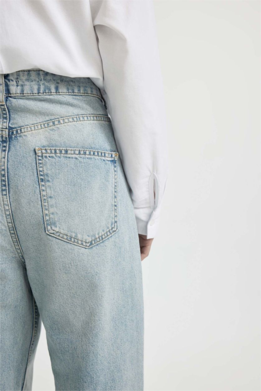 Kadın Açık Mavi 90's Wide Leg Yüksek Bel Geniş Bol Paça Uzun Jean Pantolon