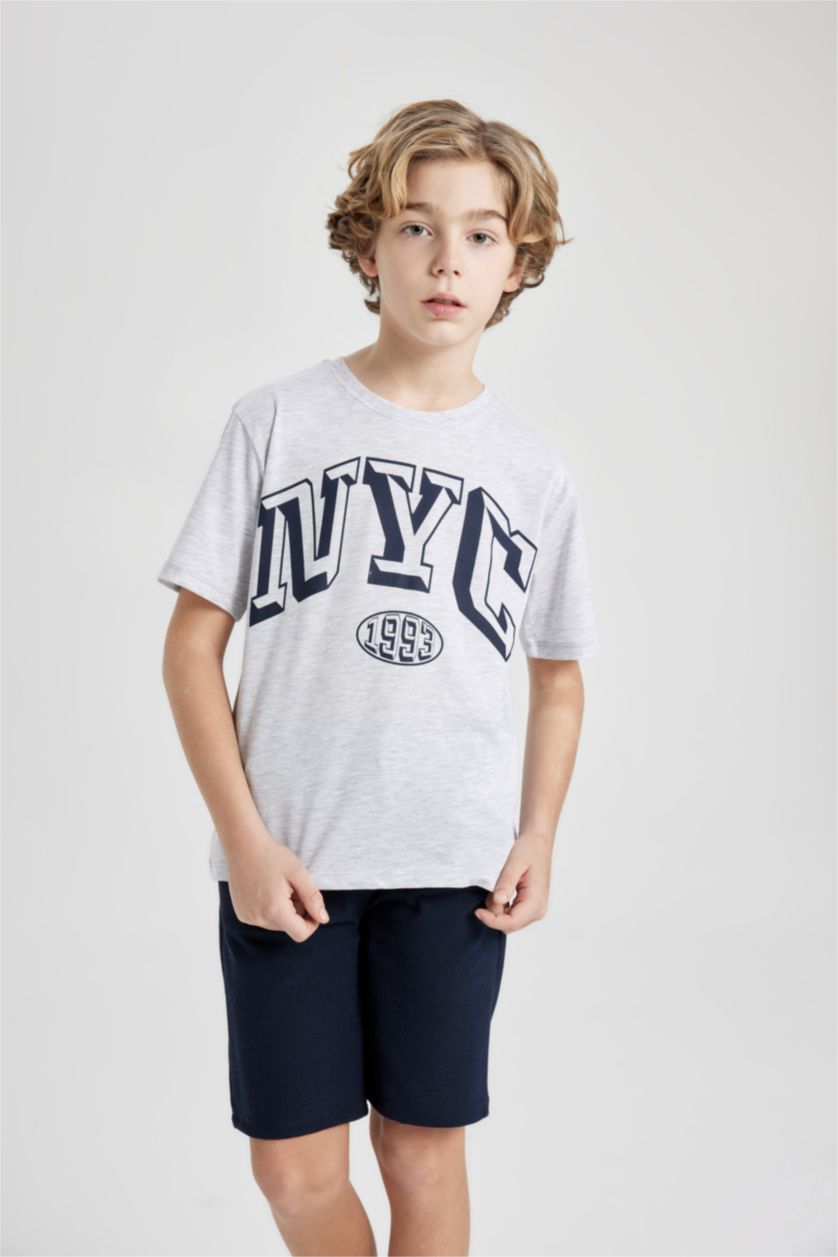 BOYS & TEENS Light Grey Melange طقم قصة عادية