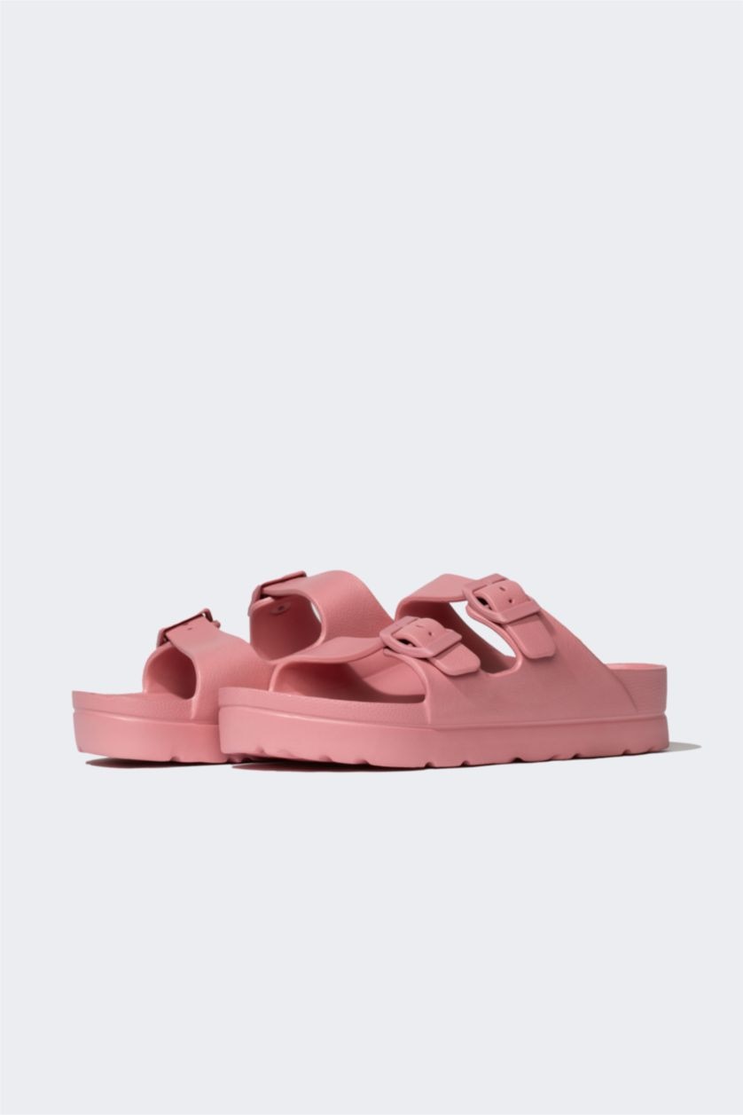 نساء وردي شبشب نسائي بكعب عالي بشريط مزدوج