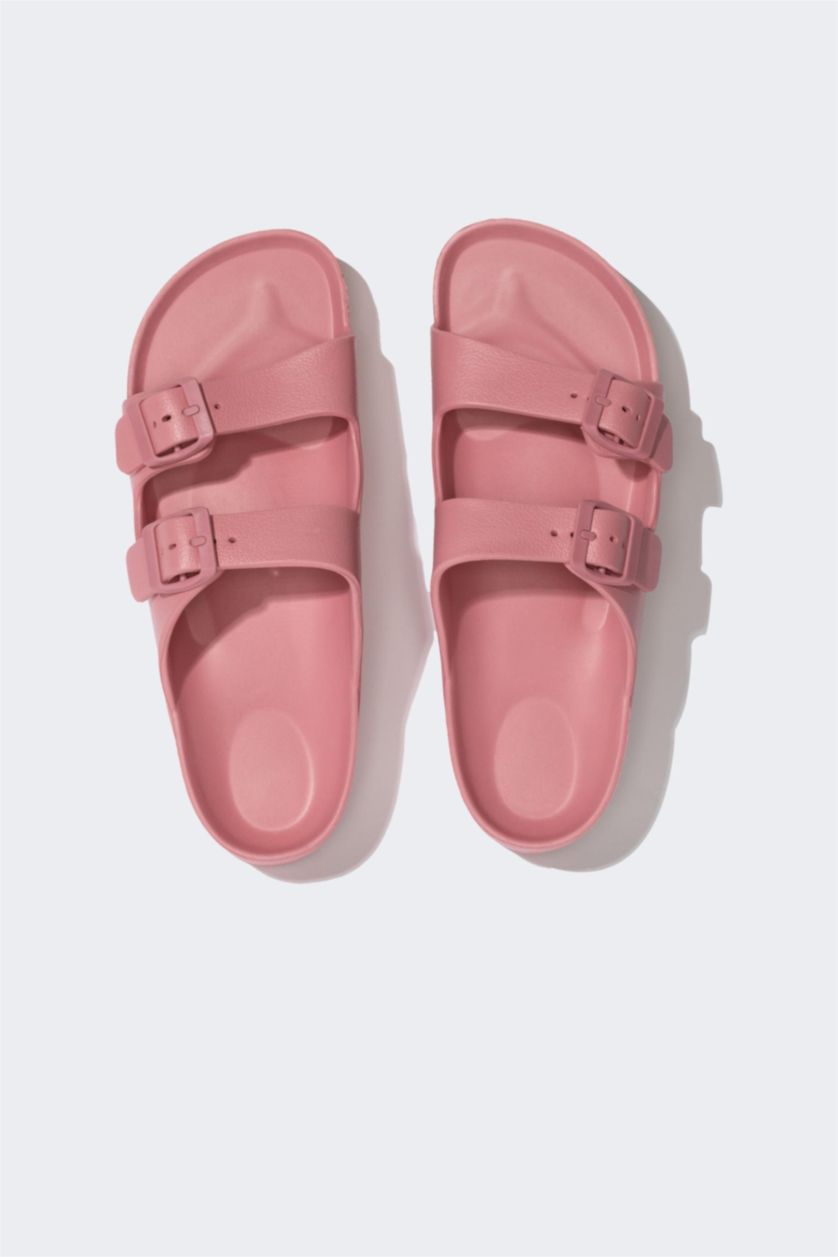 نساء وردي شبشب نسائي بكعب عالي بشريط مزدوج