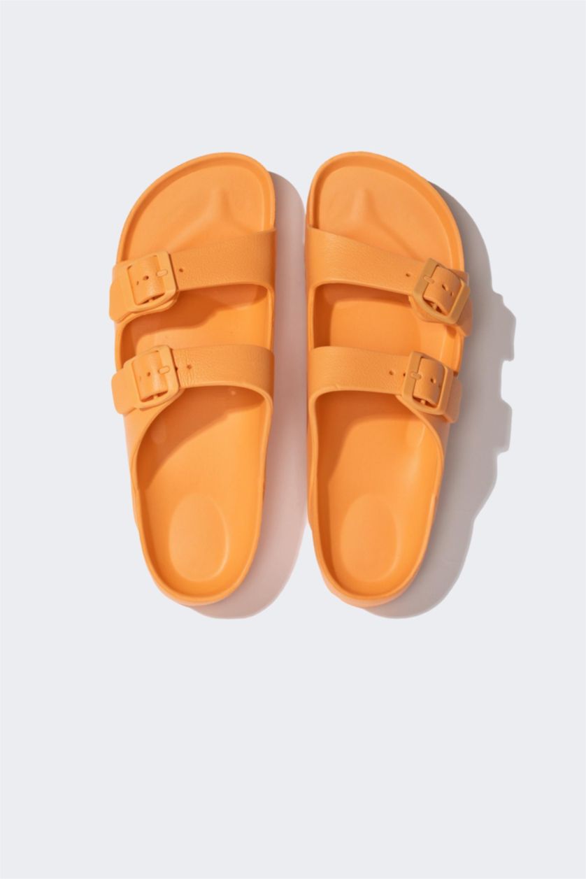 نساء برتقالي شبشب نسائي بكعب عالي بشريط مزدوج