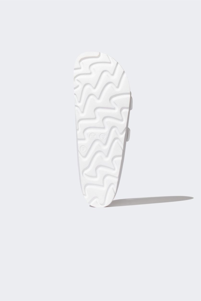 نساء أبيض شبشب نسائي بكعب عالي بشريط مزدوج