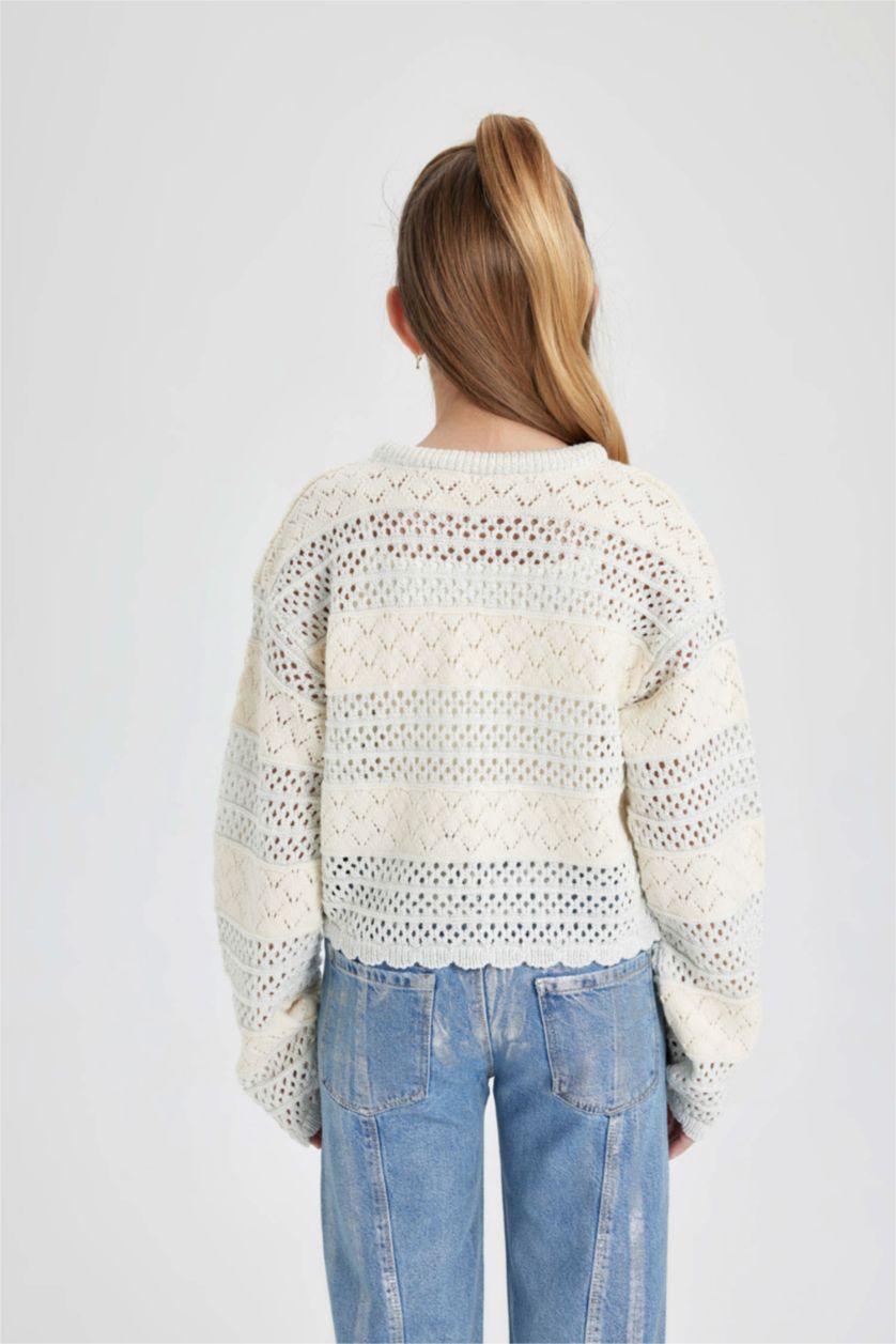 GIRLS & TEENS Light Yellow Girl Regular Fit Crew Neck Pullover