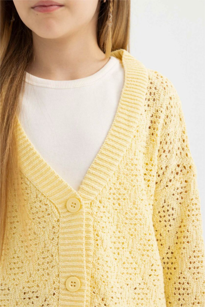 GIRLS & TEENS Light Yellow كارديجان قصة عادية