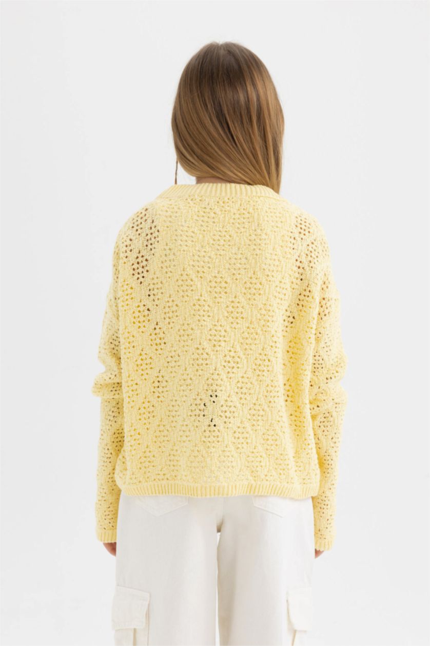GIRLS & TEENS Light Yellow كارديجان قصة عادية