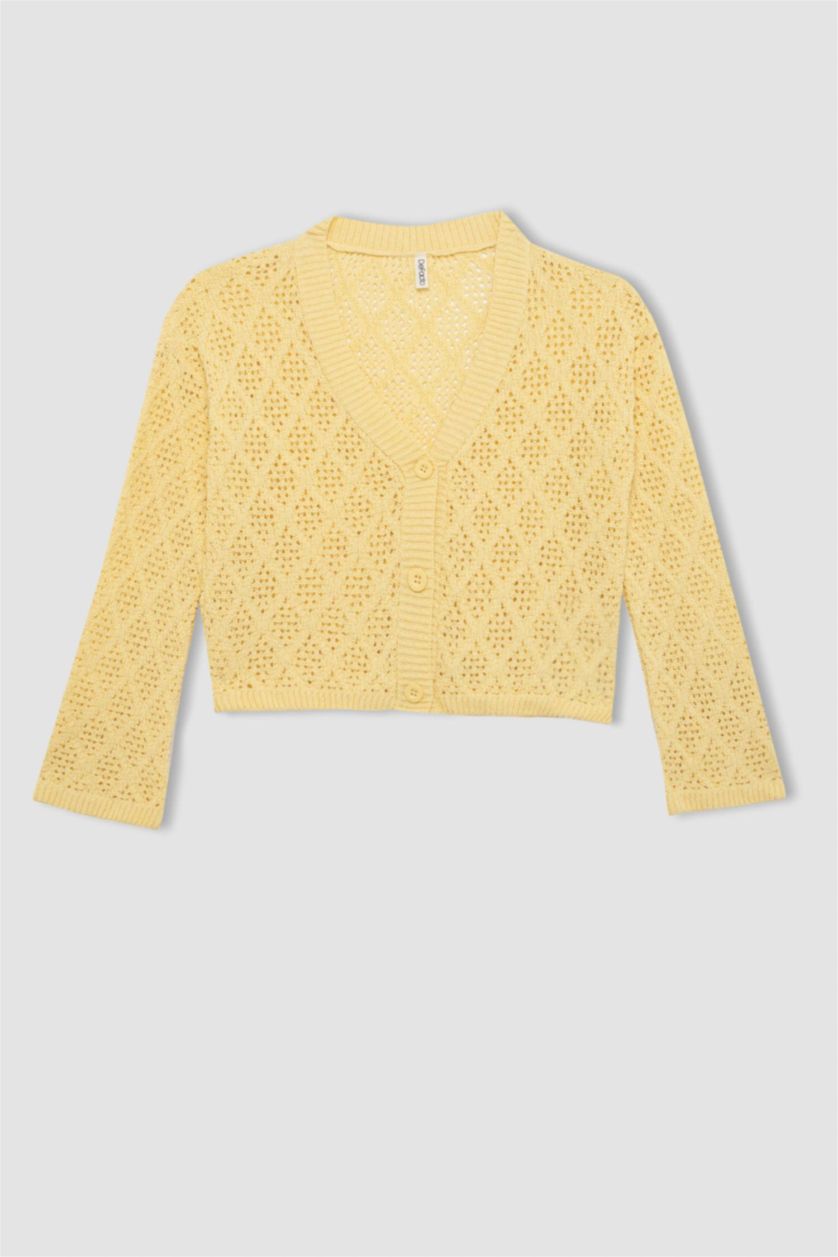GIRLS & TEENS Light Yellow كارديجان قصة عادية