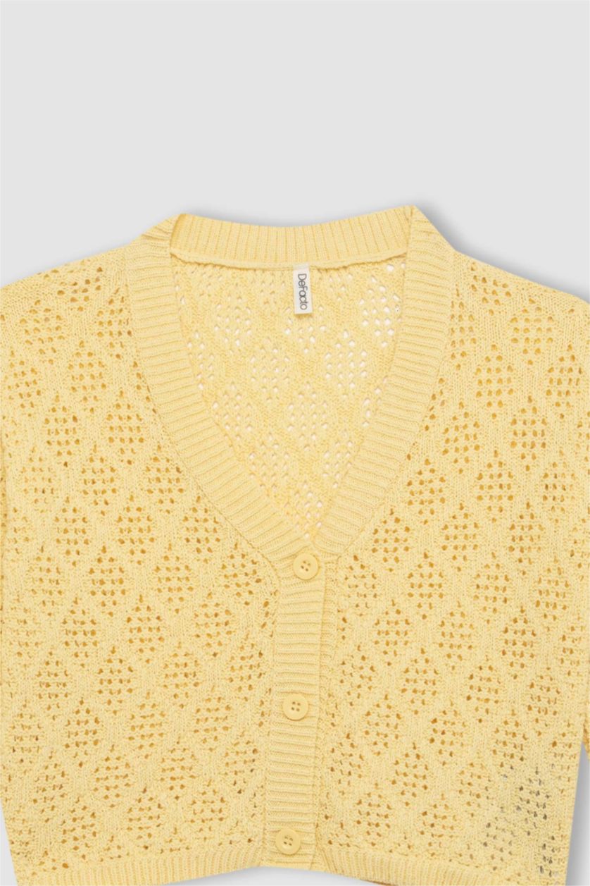 GIRLS & TEENS Light Yellow كارديجان قصة عادية
