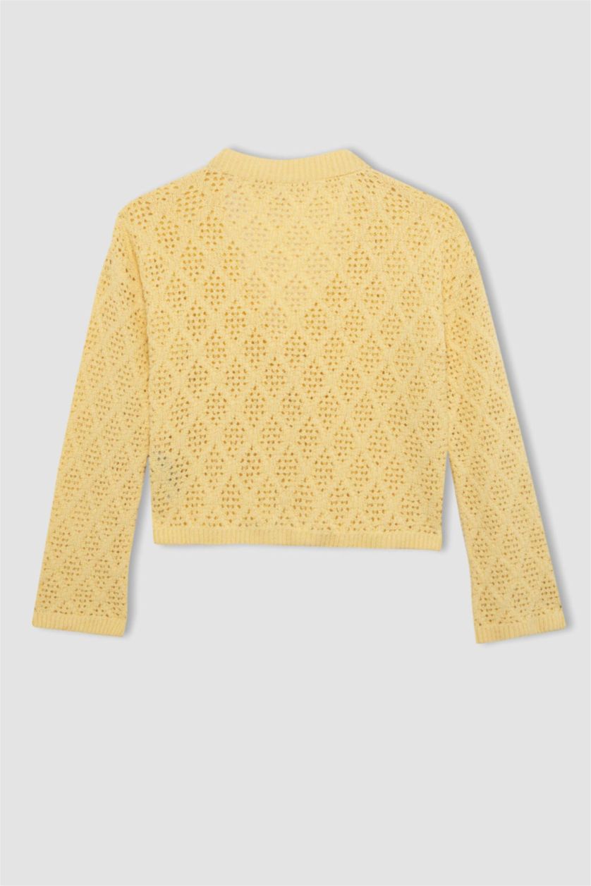 GIRLS & TEENS Light Yellow كارديجان قصة عادية