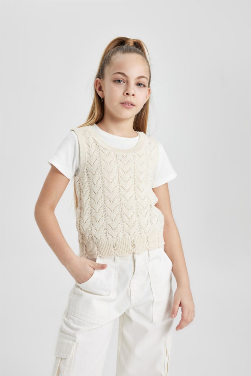 بنات بيج فاتح كروب توب بدون كم برقبة مستديرة