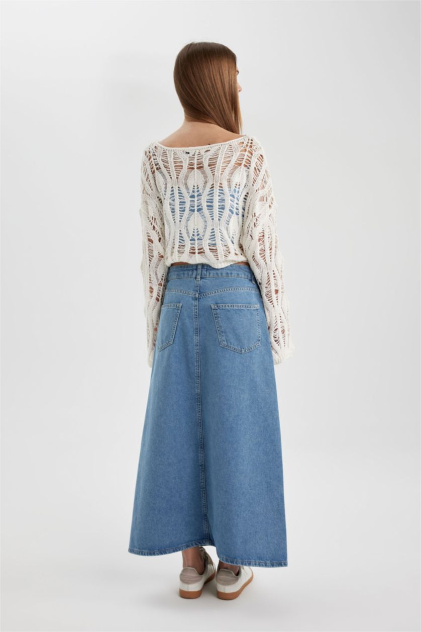 FEMME Bleu Jupe Jean Longue