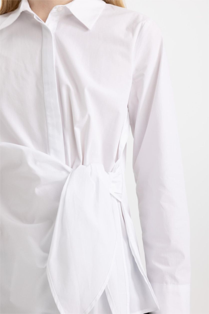 WOMAN White Regular Fit Shirt Collar Poplin Long Sleeve Shirt