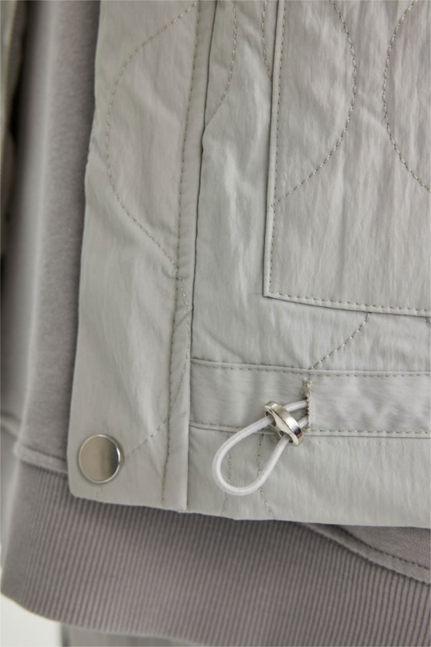 FEMME Gris Clair Gilet Parachute à Col Montant