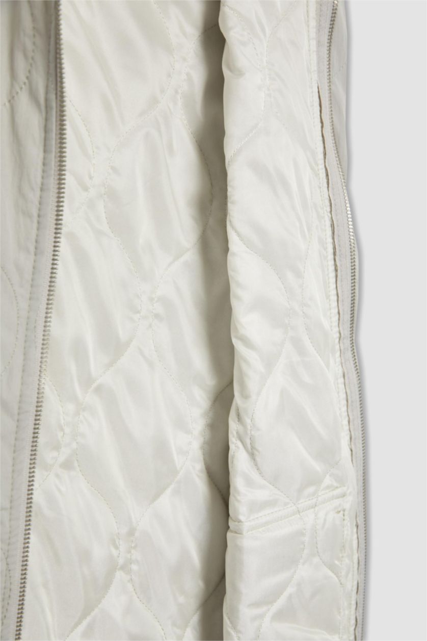 FEMME Gris Clair Gilet Parachute à Col Montant