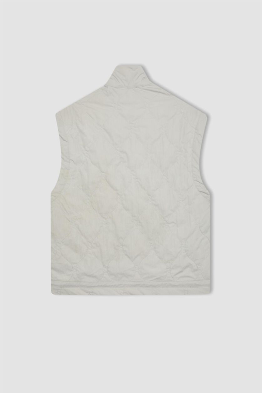 FEMME Gris Clair Gilet Parachute à Col Montant