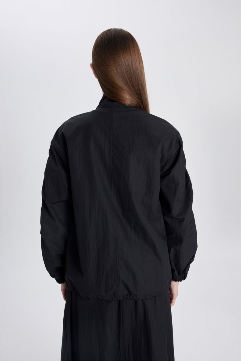 WOMAN Black Bomber Half Turtleneck Young Parachute Jacket