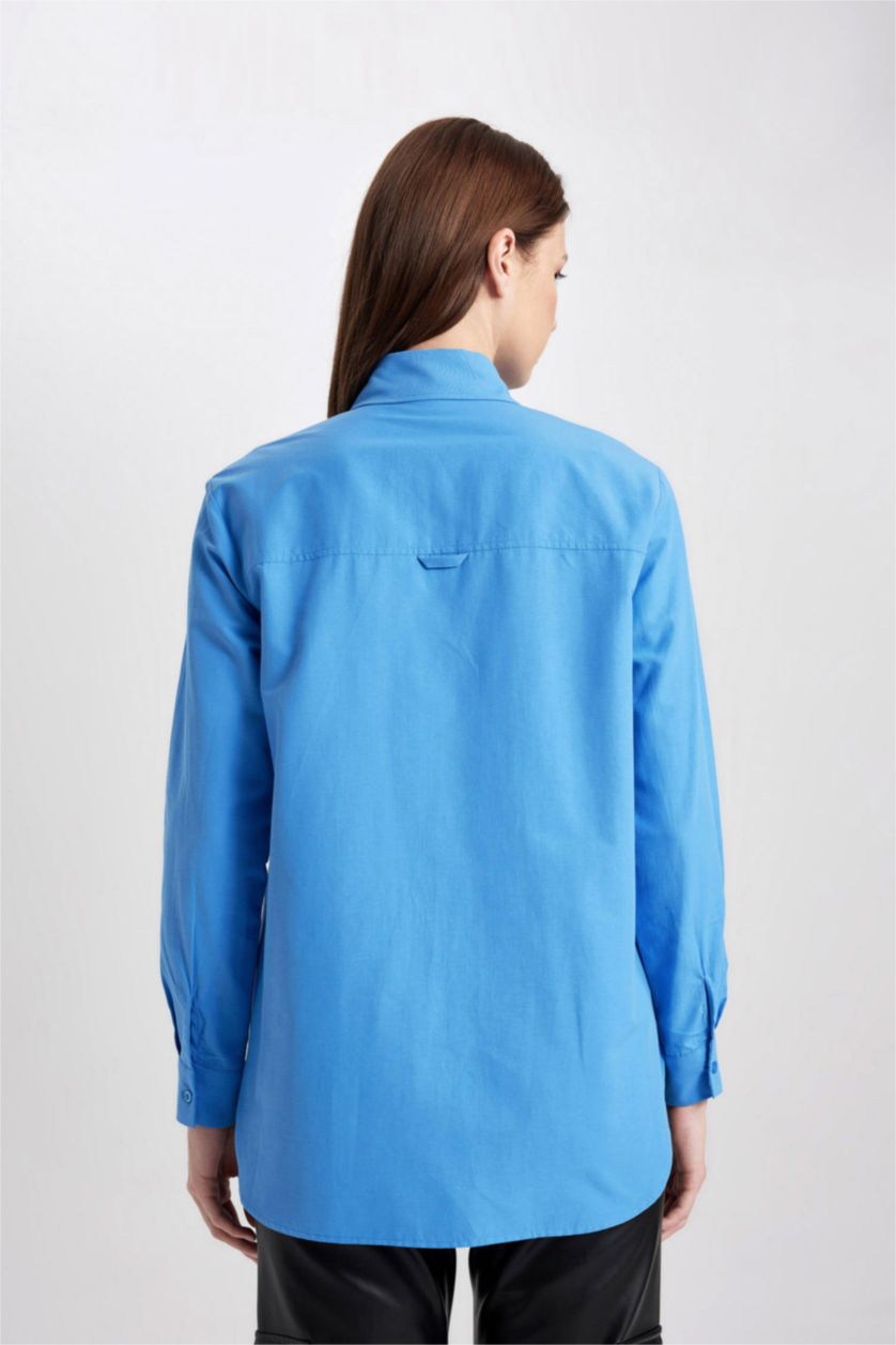 WOMAN Light Royal Relax Fit Poplin Long Sleeve Shirt Tunic