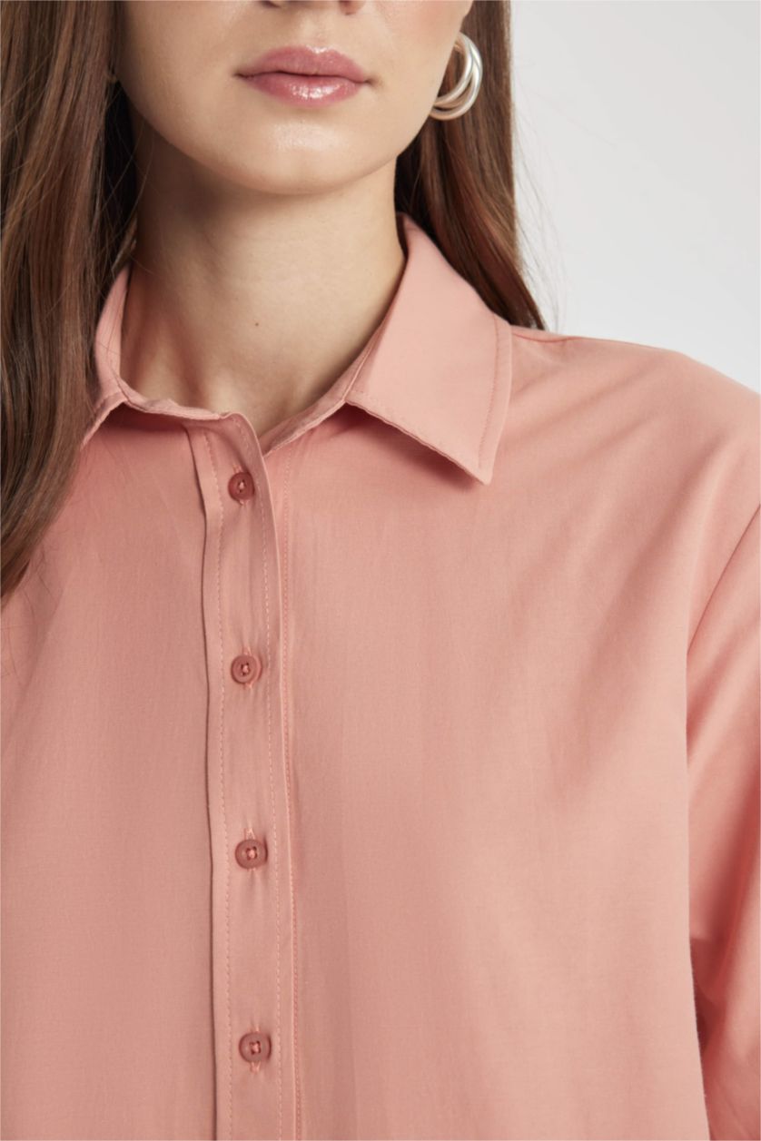 FEMME Bordeaux Tunique en Popeline Coupe Relax à Manches Longues