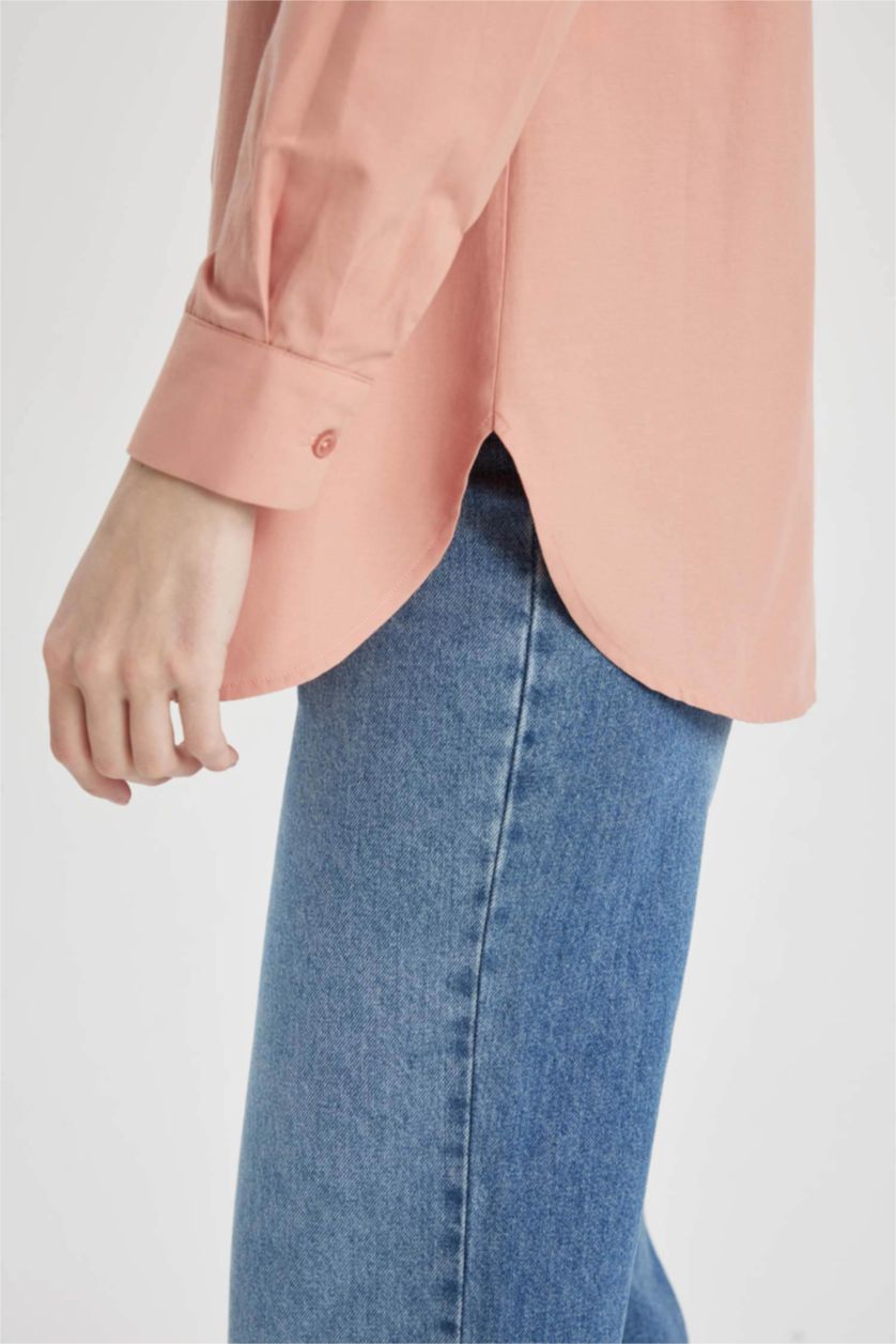 FEMME Bordeaux Tunique en Popeline Coupe Relax à Manches Longues