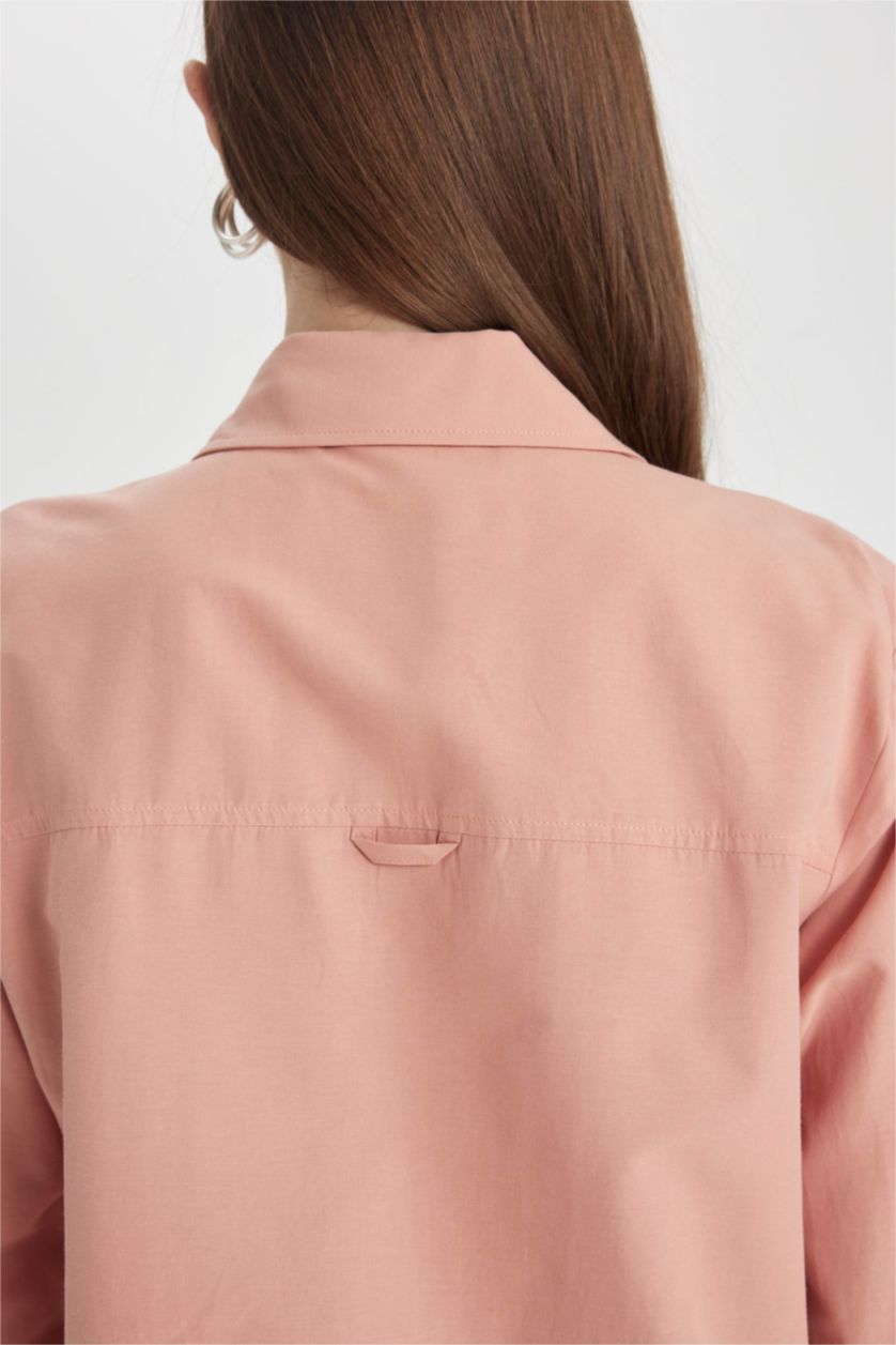 FEMME Bordeaux Tunique en Popeline Coupe Relax à Manches Longues