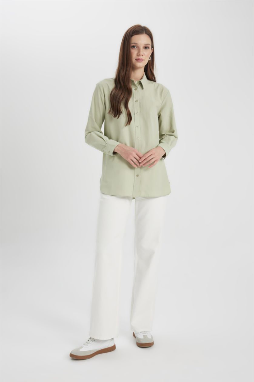 WOMAN Mint Relax Fit Poplin Long Sleeve Shirt Tunic