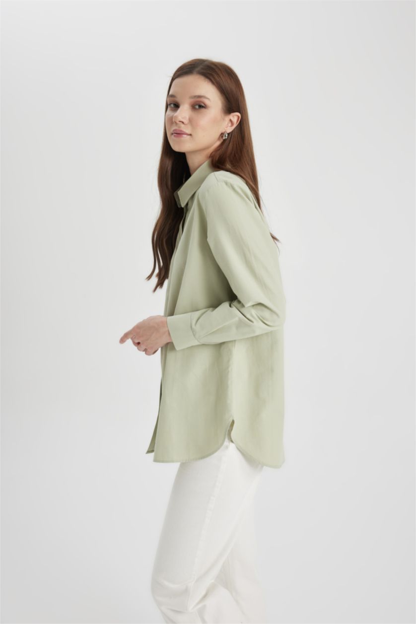 WOMAN Mint Relax Fit Poplin Long Sleeve Shirt Tunic