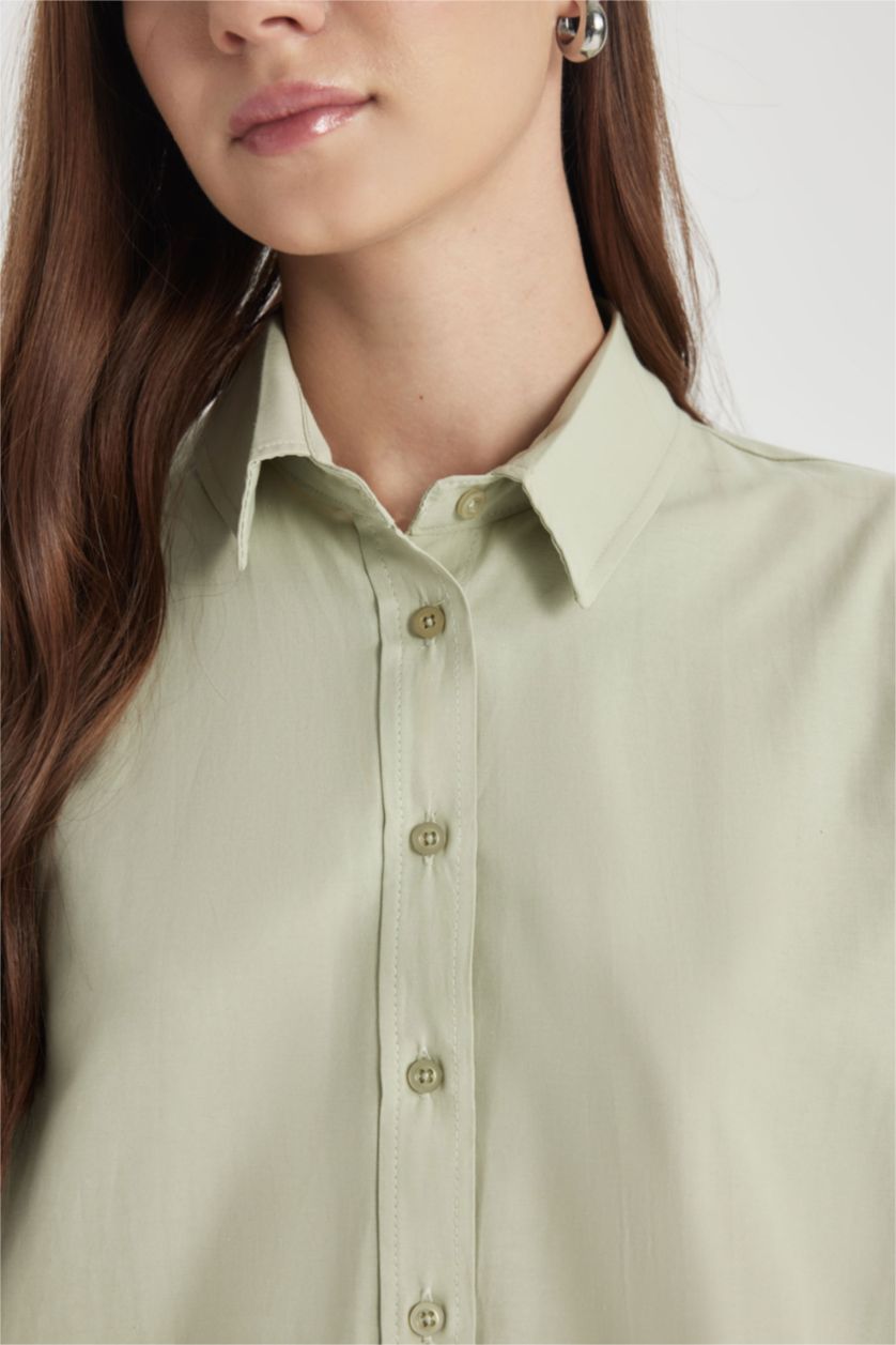 WOMAN Mint Relax Fit Poplin Long Sleeve Shirt Tunic