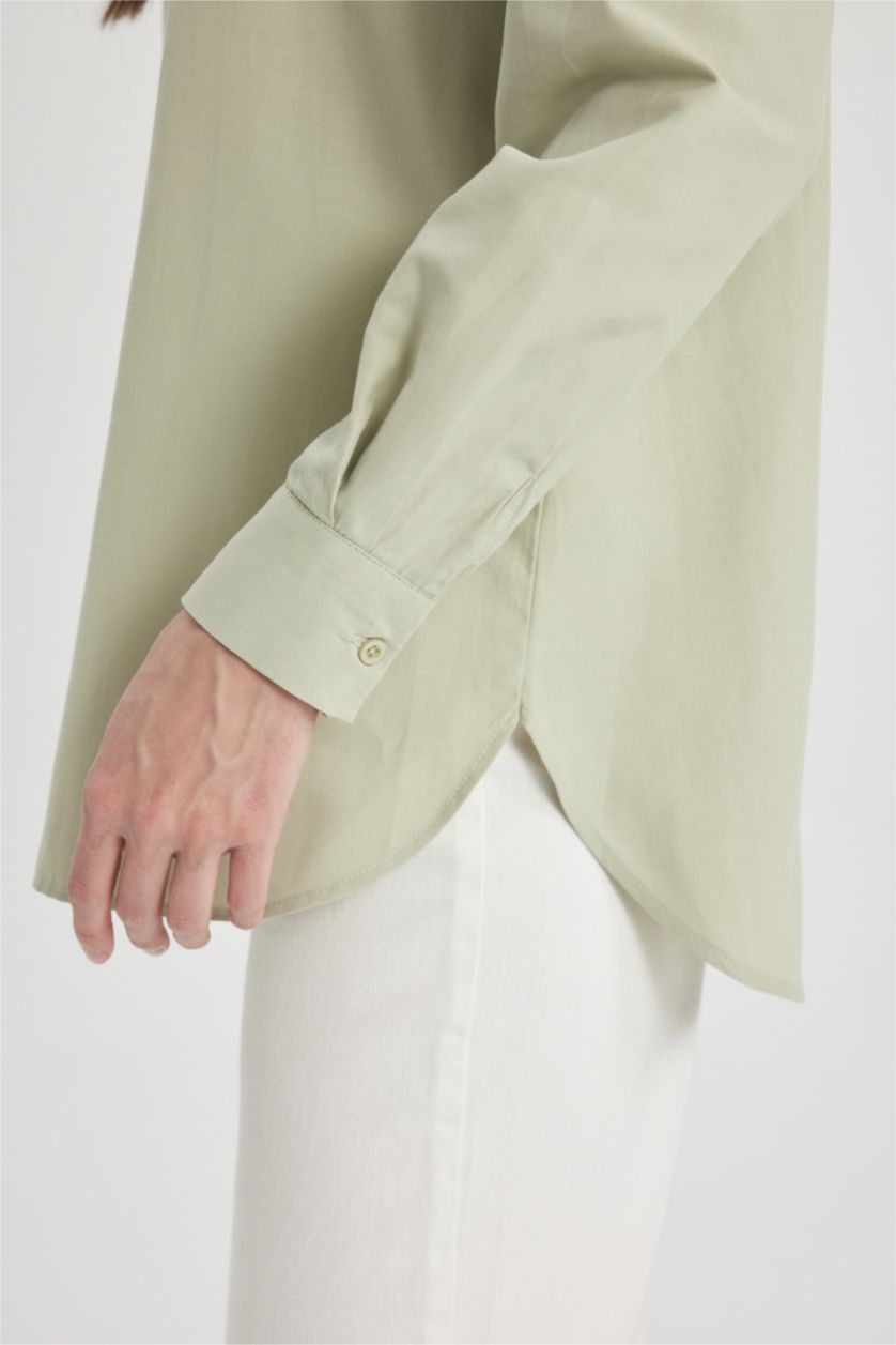 WOMAN Mint Relax Fit Poplin Long Sleeve Shirt Tunic