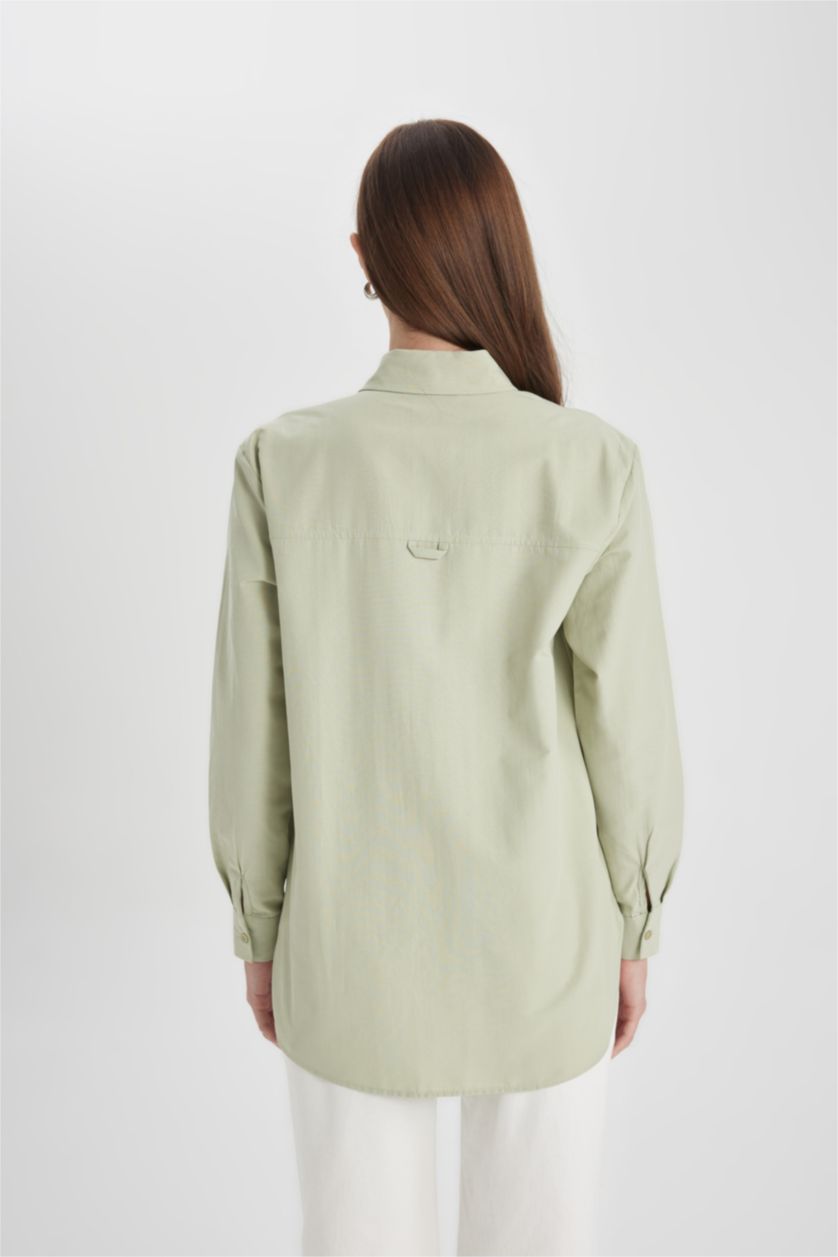 WOMAN Mint Relax Fit Poplin Long Sleeve Shirt Tunic