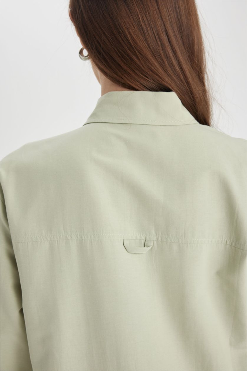 WOMAN Mint Relax Fit Poplin Long Sleeve Shirt Tunic