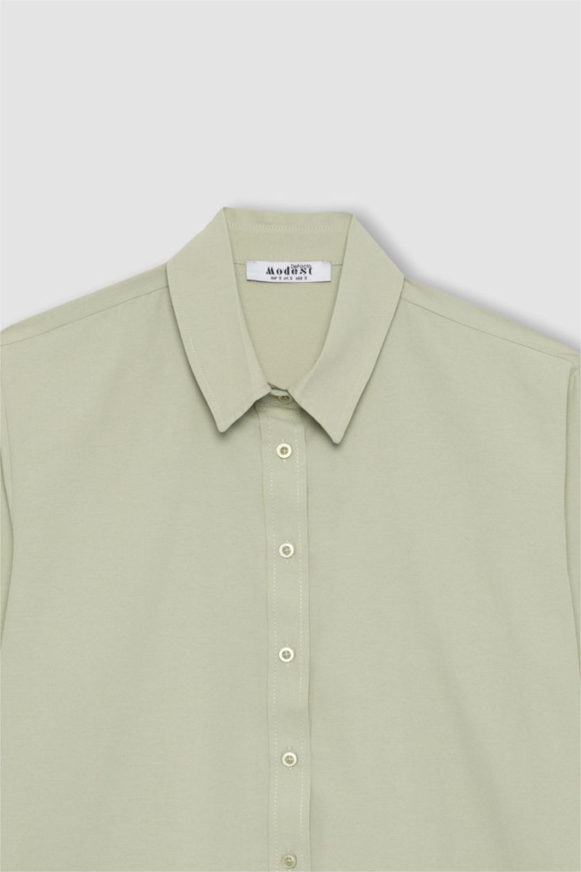 WOMAN Mint Relax Fit Poplin Long Sleeve Shirt Tunic