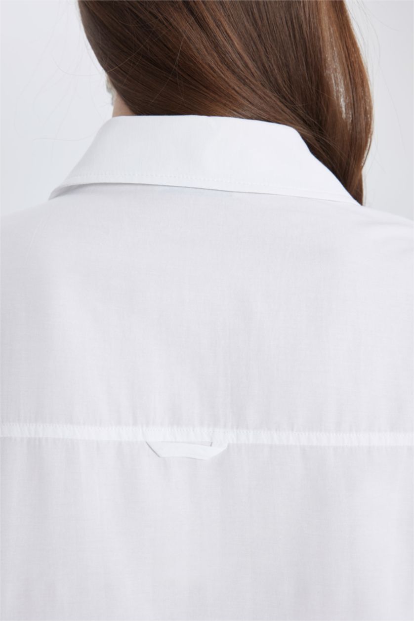 WOMAN White Relax Fit Poplin Shirt Collar Long Sleeve Tunic