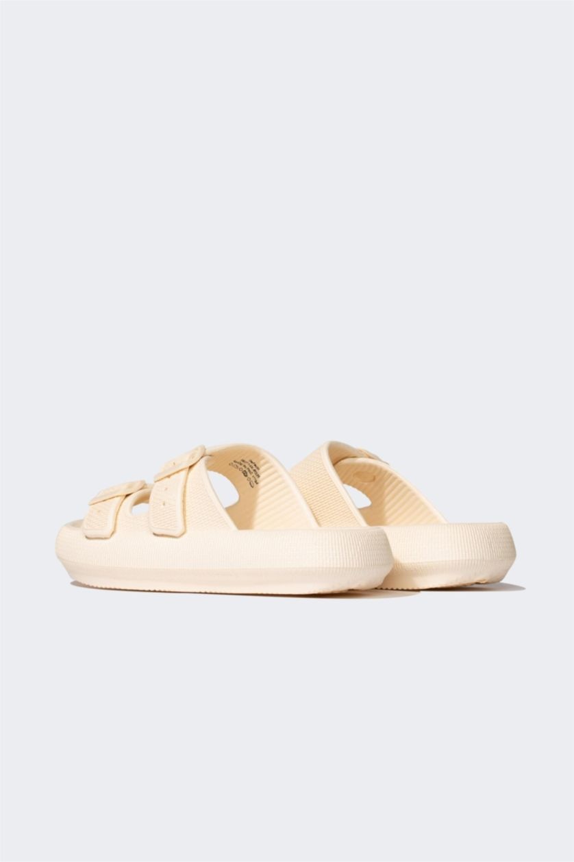 WOMAN Beige Woman High Sole Double Banded Eva Slippers