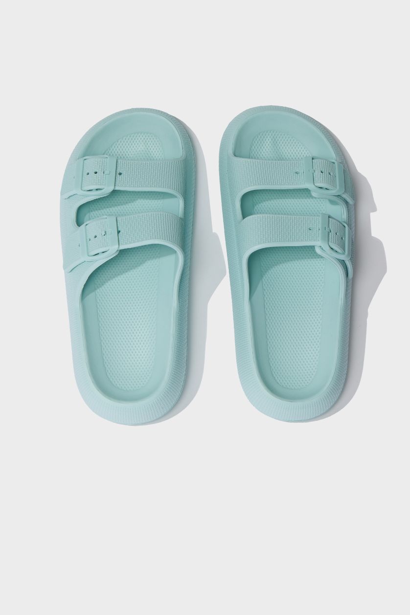 Woman Mint Melange Woman High Sole Double Banded Eva Slippers