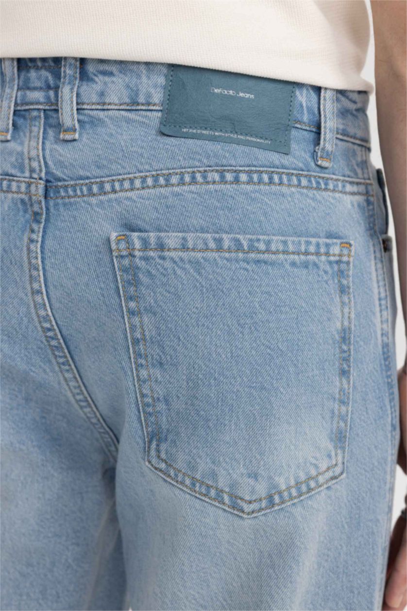 Erkek Açık Mavi Slim Crop Fit Dar Kalıp Normal Bel Dar Paça Jean Pantolon