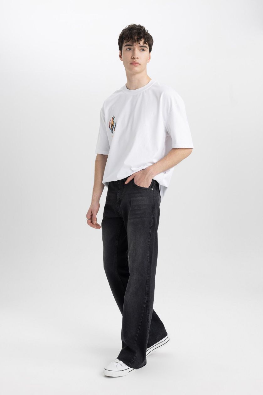 رجال أسود بنطرون جينز جارلس برجل واسع