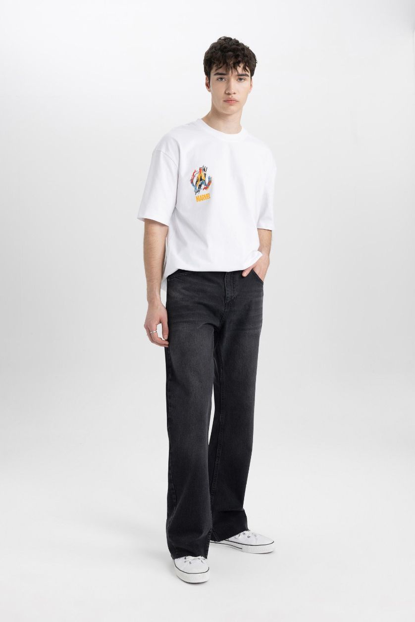 رجال أسود بنطرون جينز جارلس برجل واسع