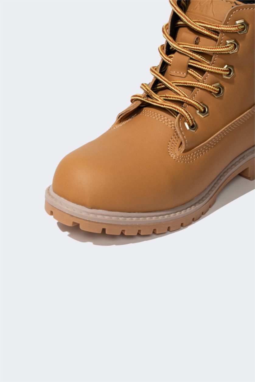 أولاد خزان بوت ولادي جلد صناعي بكعب مسنن برباط وسحاب