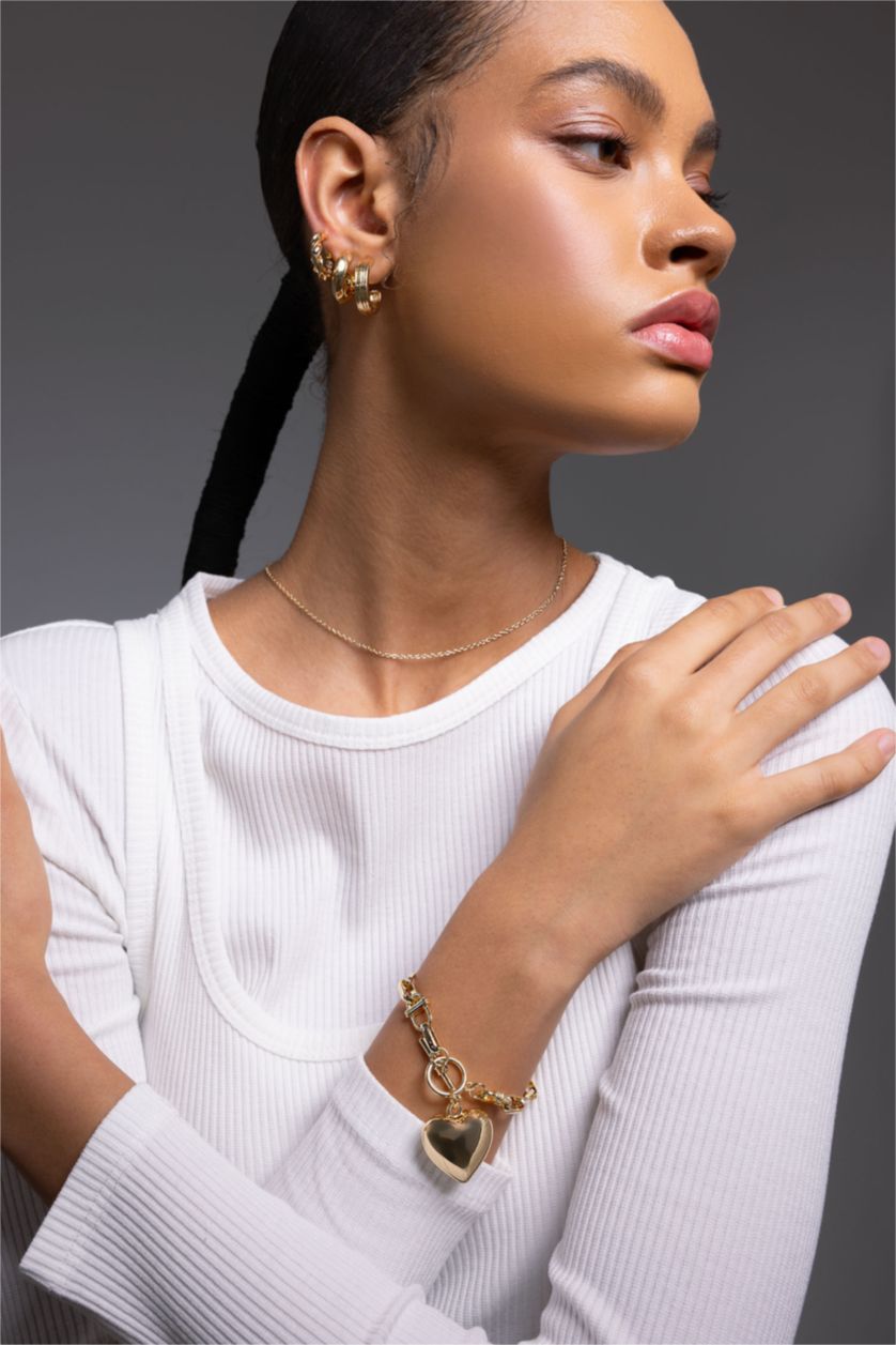 Kadın Altın Kadın 3'lü Gold Halka Küpe