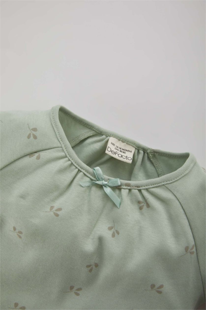 طفلة صغيرة نعناع سيت بجامة بناتي كم طويل - قطعتين