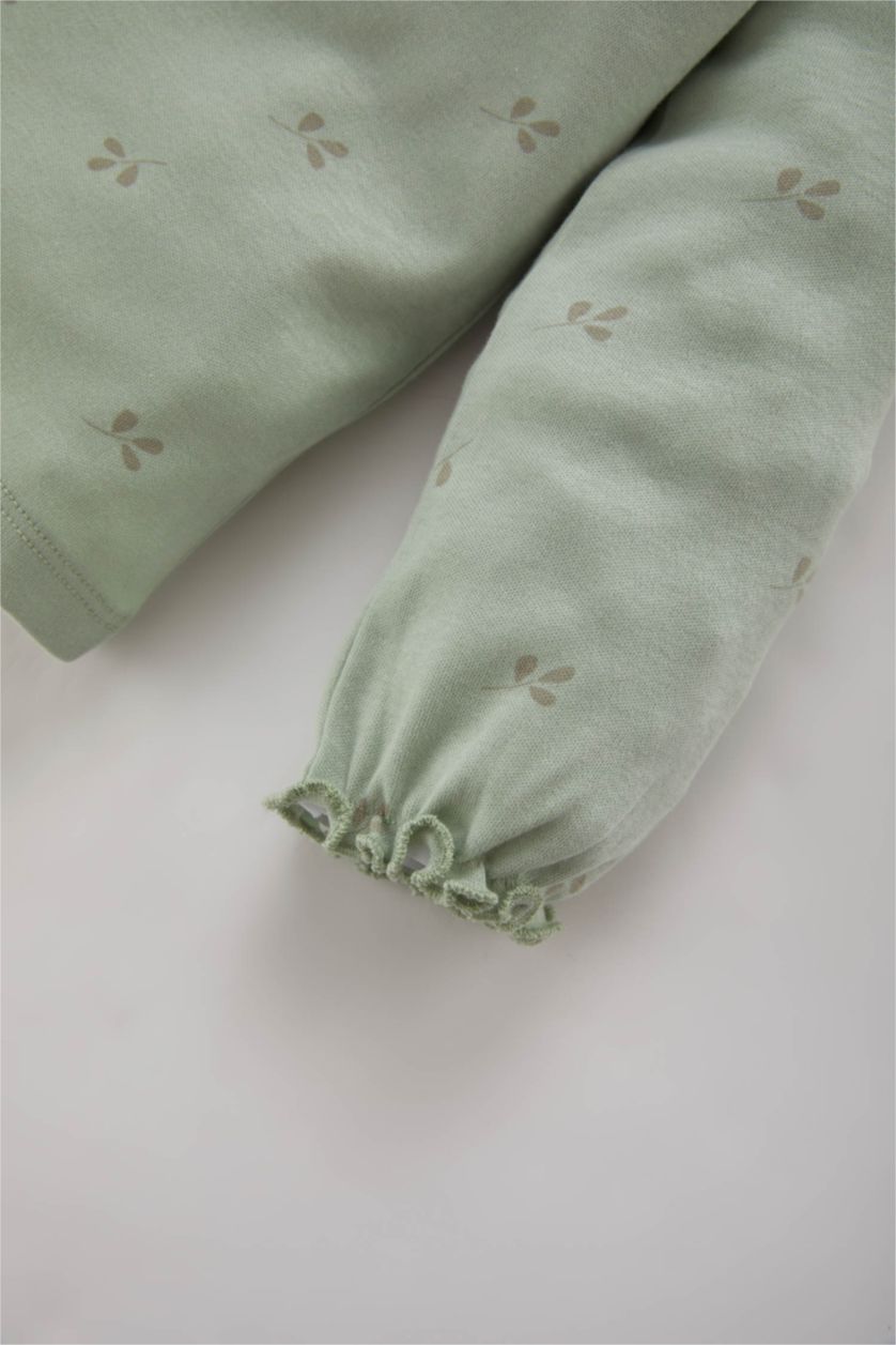 طفلة صغيرة نعناع سيت بجامة بناتي كم طويل - قطعتين