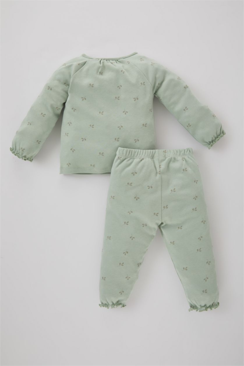 طفلة صغيرة نعناع سيت بجامة بناتي كم طويل - قطعتين