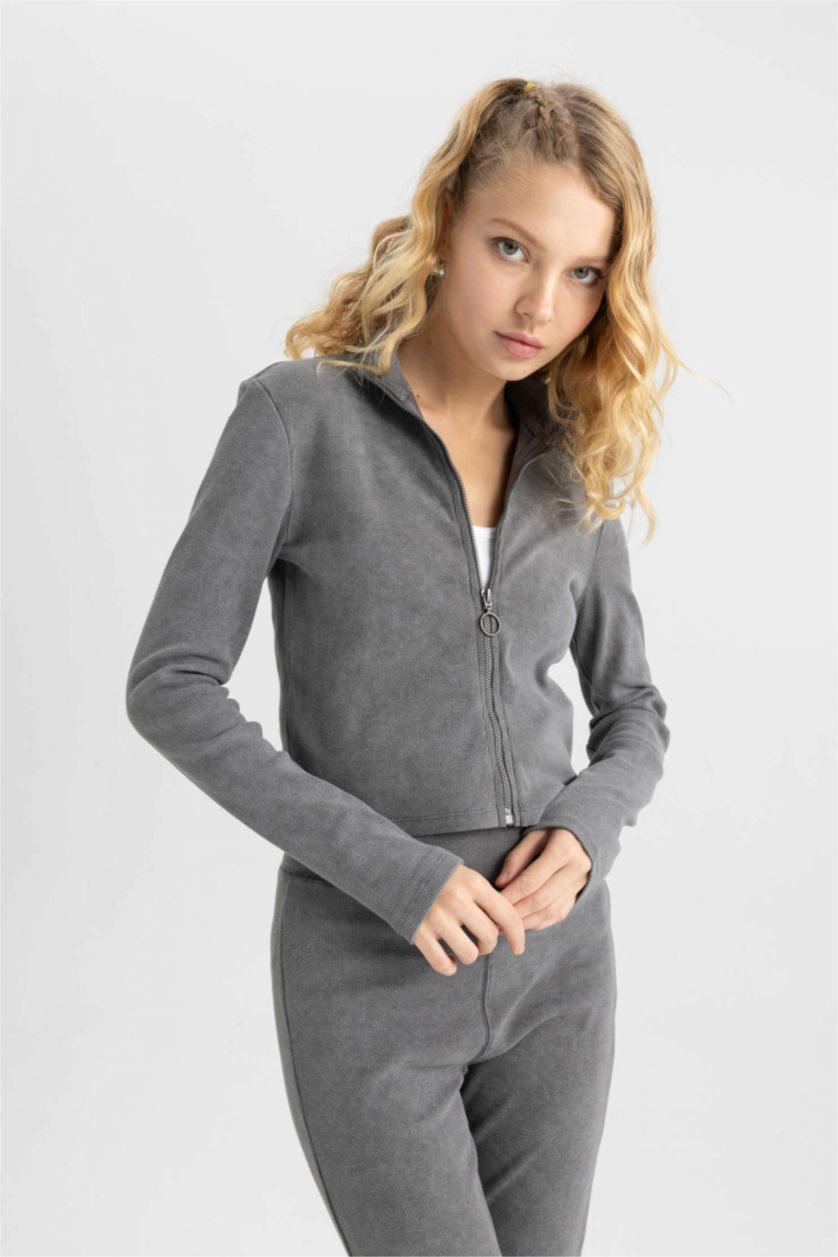 WOMAN Grey Slim Fit Camisole Cardigan