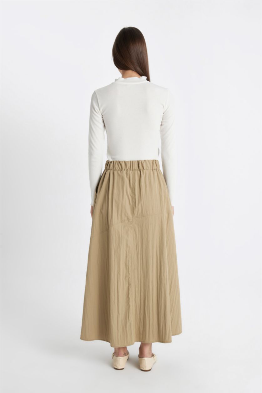 نساء بيج تنورة طويلة باراشوت بقصة A