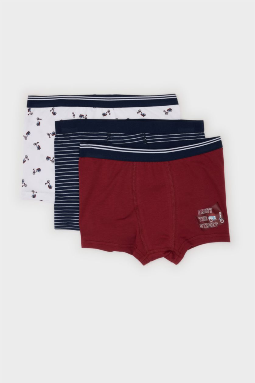 Erkek Çocuk - Genç Erkek Lacivert Desenli 3'lü Boxer Erkek Çocuk