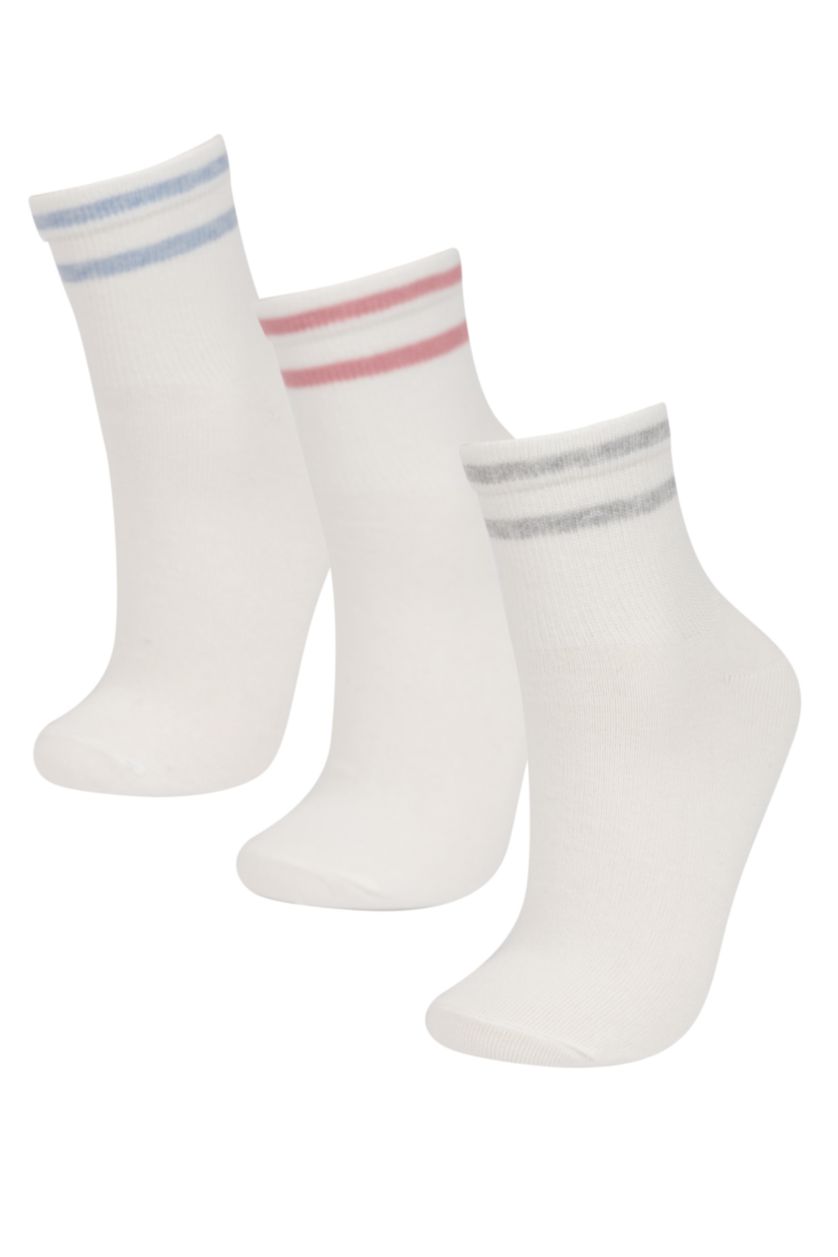 FEMME Blanc Chaussettes Socquettes Coton pour Femme - 3 Paires