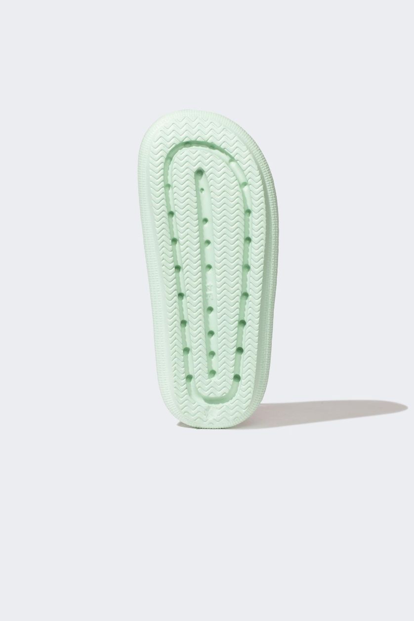 Girls & Teens Light Green Girl High Sole Double Striped Eva Slippers