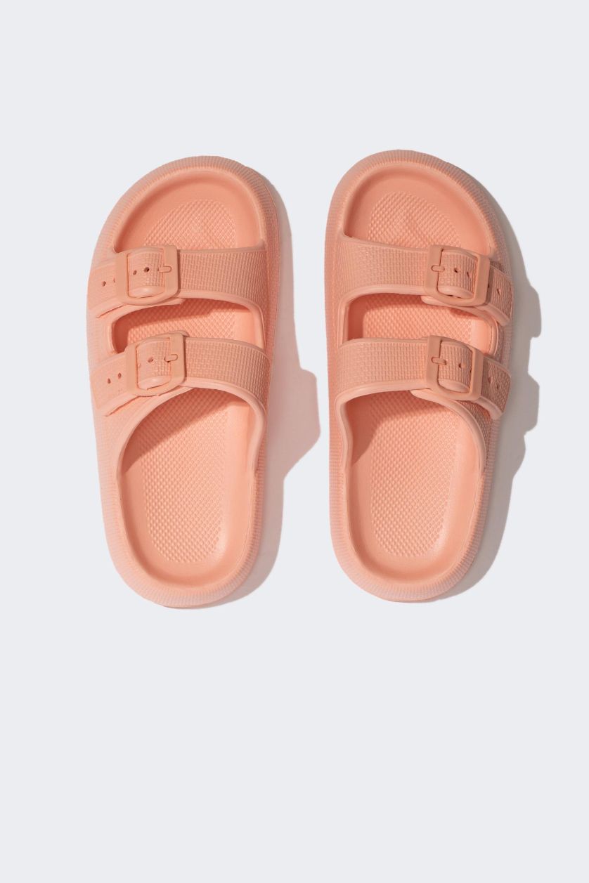 Girls & Teens Peach Girl High Sole Double Striped Eva Slippers