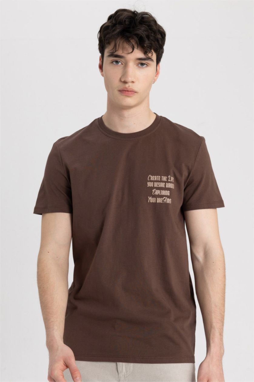 رجال بني تيشيرت نص ردن سليم فيت بياخة مستديرة